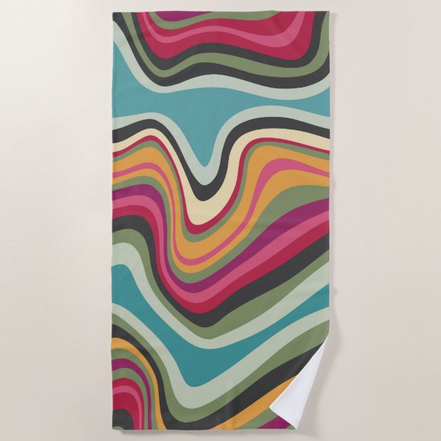 retro wave MANA Beach Towel (Front)