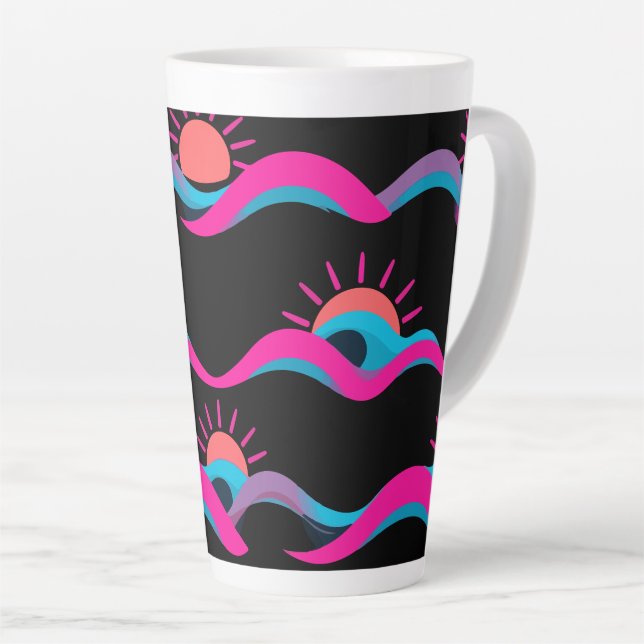 Retro Wave Mug Design – 80s Geometric Sun & Wave (Right Angle)