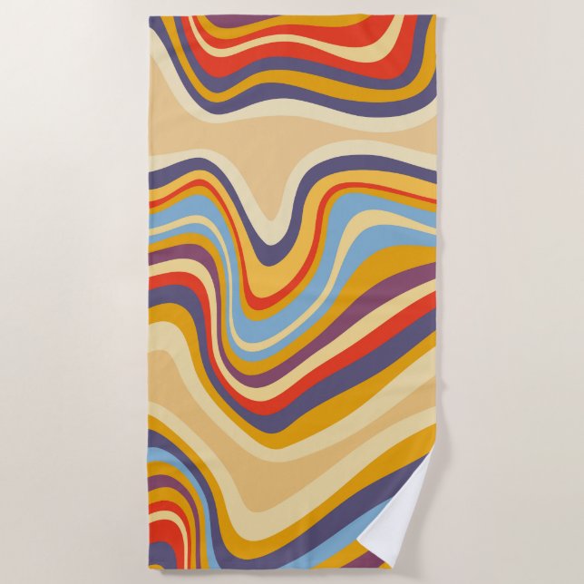 retro wave seaside beach towel (Front)