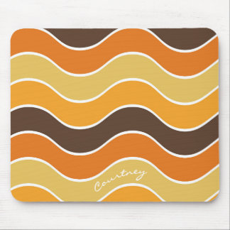 Retro Wave Stripe Brown Mustard Personalized Mouse Pad