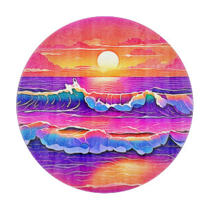 Retro Wave Sunset Serenity Cutting Board