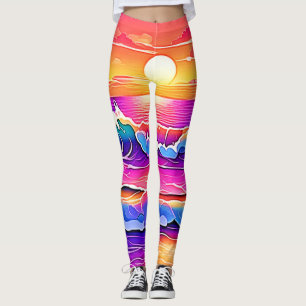 Retro Wave Sunset Serenity Leggings