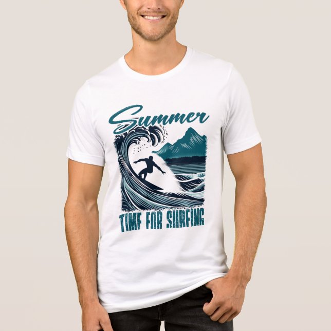 Retro Wave Text Design for Surfers Tri-Blend Shirt (Front)