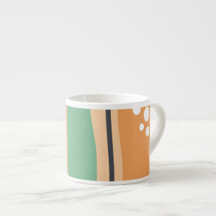 Retro waves abstract art, boho line design espresso cup