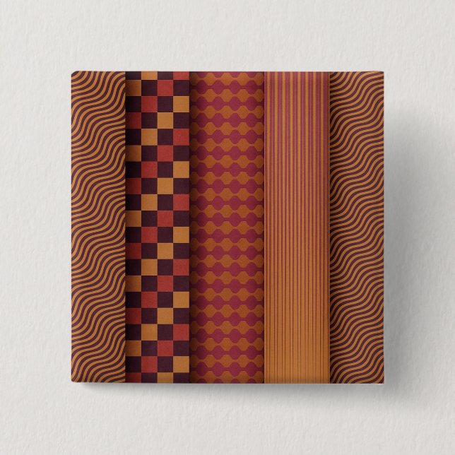 Retro Waves and Geometric Midcentury Pattern 2 Inch Square Button (Front)
