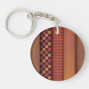 Retro Waves and Geometric Midcentury Pattern Keychain