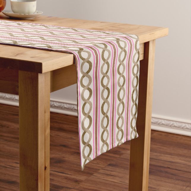 Retro Waves brown & pink passementerie Long Table Runner (In Situ)