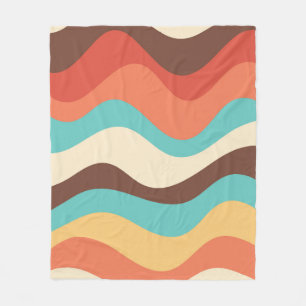 Retro Waves Muted Colours Fleece Blanket