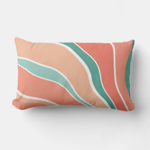 Retro Waves - Orange and Green Lumbar Pillow