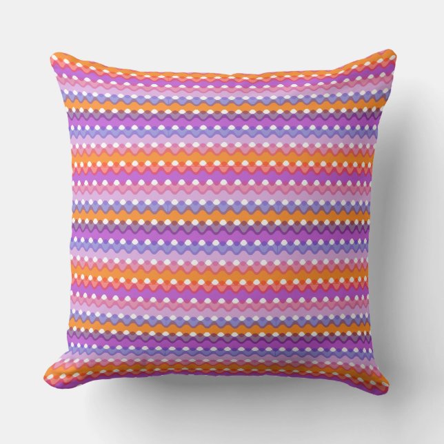 Retro Waves Throw Pillow (Front)