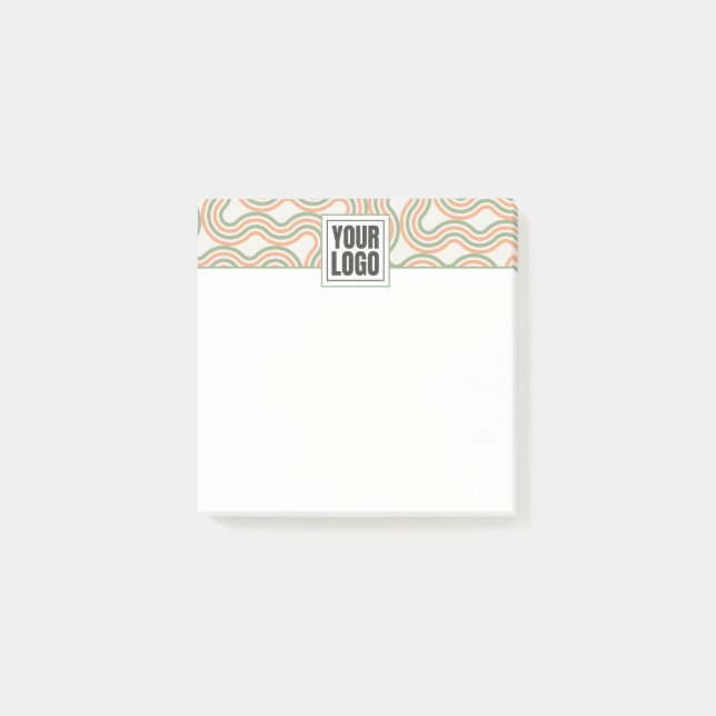 Retro Wavy Abstract Pattern Business Post-it Notes (Front)