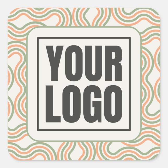 Retro Wavy Abstract Pattern Business Sticker (Front)