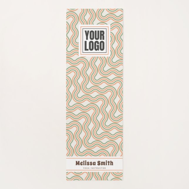 Retro Wavy Abstract Pattern Custom Yoga Mat (Back)