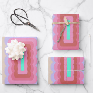 Retro Wavy Abstract Wrapping Paper Sheet