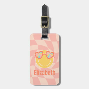 Retro Wavy Chequered Board Custom School Bag Tag