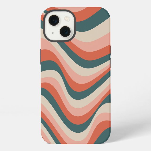 Retro Wavy Colourful Stripe Groovy Pattern iPhone Case (Back)