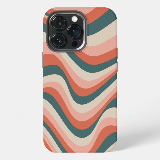 Retro Wavy Colourful Stripe Groovy Pattern iPhone Case (Back)