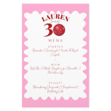 Retro Wavy Disco 30th birthday party menu