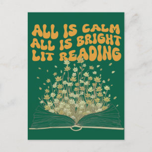 Retro Wavy Font Style Christmas Flowers Reading  Postcard