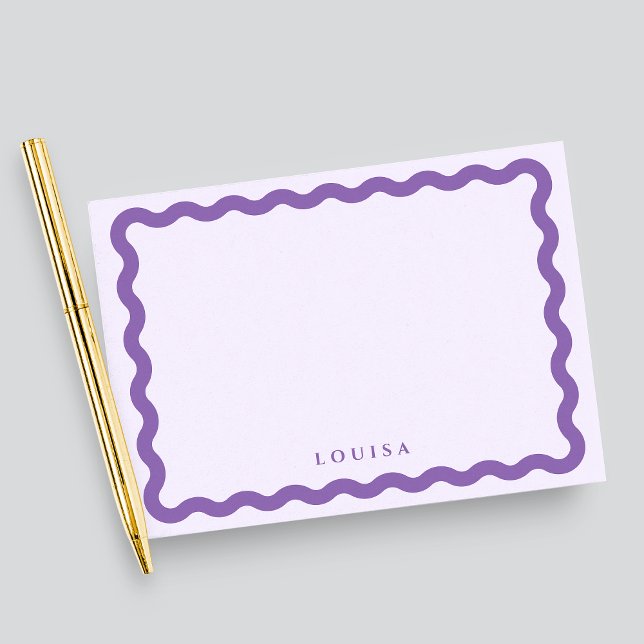 Retro Wavy Frame Purple & Lilac Personalized Card (Creator Uploaded)