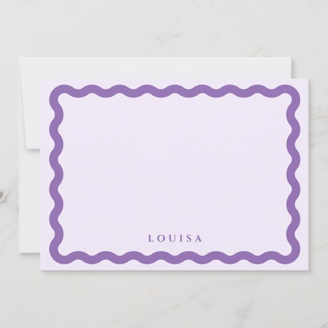 Retro Wavy Frame Purple & Lilac Personalized Card (Front)