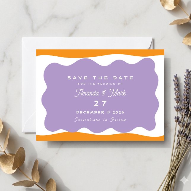 Retro Wavy Frame Whimsical Simple Classic Funky Invitation (Creator Uploaded)