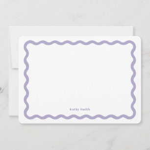 Retro Wavy Lavender Modern Personalized Stationery Card