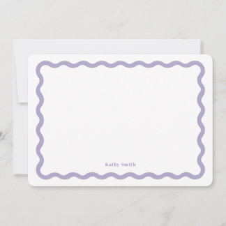 Retro Wavy Lavender Modern Personalized Stationery Card