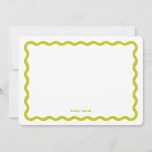 Retro Wavy Lime Modern Personalized Stationery Card