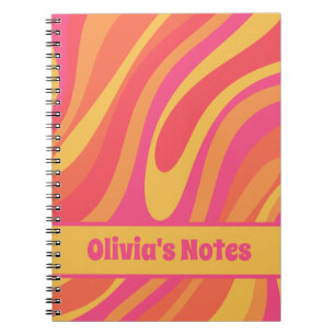 Retro Wavy Loops Trippy Colourful Abstract Pattern Notebook