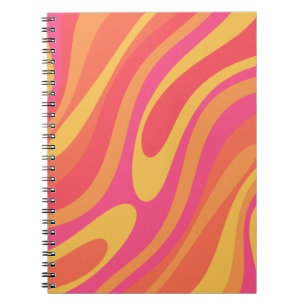 Retro Wavy Loops Trippy Colourful Abstract Pattern Notebook