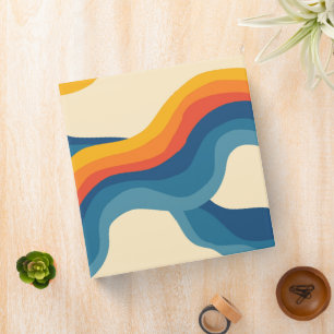 Retro Wavy Orange Blue Groovy Stripe Bold Modern Binder
