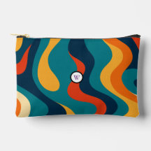 Retro Wavy Pattern Modern Abstract Make Up Bag