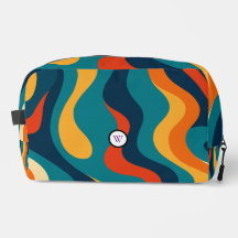 Retro Wavy Pattern Modern Abstract Make Up Bag