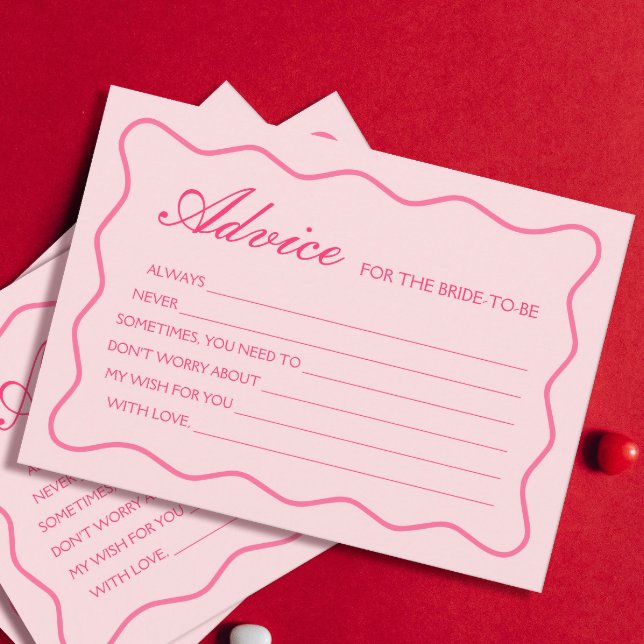 Retro Wavy Pink Advice for the bride Card (Creator Uploaded)