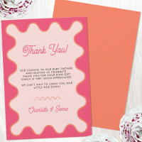 Retro Wavy Pink Curve Baby Shower