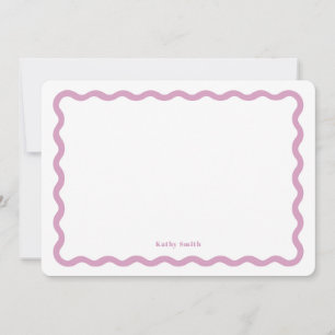 Retro Wavy Pink Simple Personalized Stationery Card
