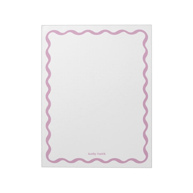 Retro Wavy Pink Simple Personalized Stationery Notepad (Rotated)