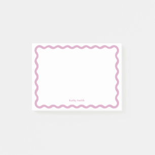 Retro Wavy Pink Simple Personalized Stationery Post-it Notes