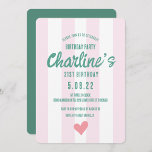 Retro Wavy Pink Striped Handwriting 21St Birthday Invitation<br><div class="desc">Retro Wavy Pink Striped Handwriting 21St Birthday</div>