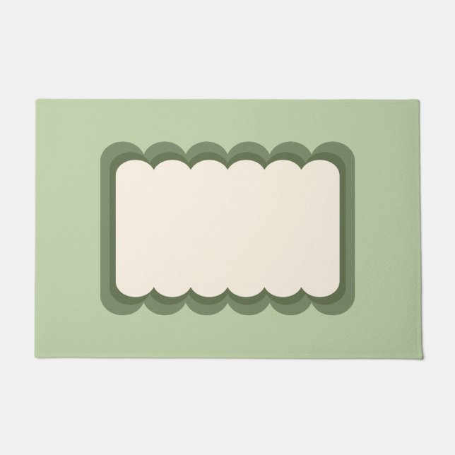 Retro Wavy Shape Pastel Green Doormat (Front)