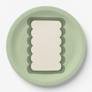 Retro Wavy Shape Pastel Green Paper Plate