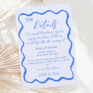 Retro Wavy Squiggle Handwritten Wedding Details Enclosure Card