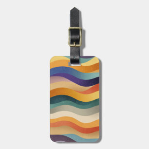 Retro Wavy Stripes Abstract Pattern Luggage Tag
