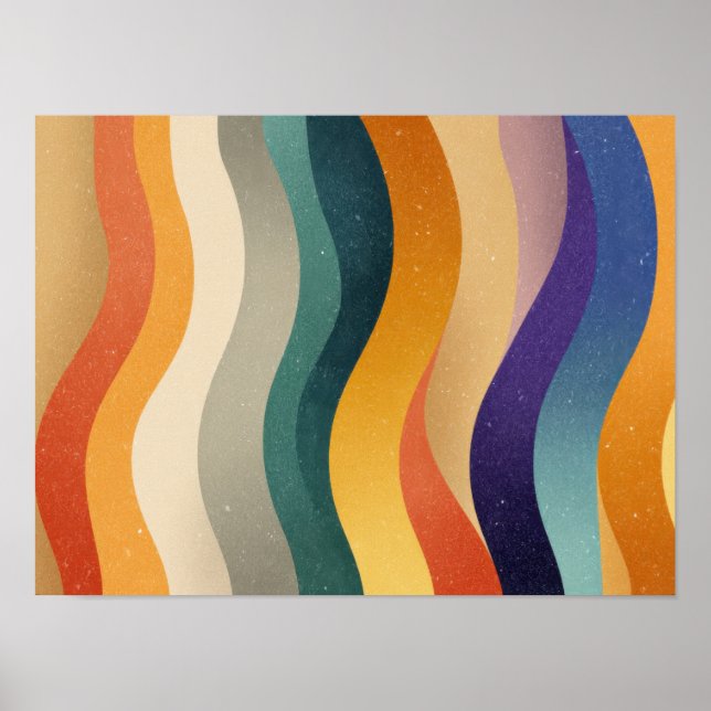 Retro Wavy Stripes Abstract Pattern Poster (Front)