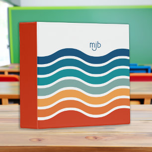 Retro Wavy Stripes Pattern with Your Monogram Binder