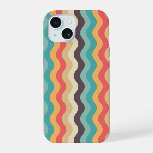 Retro Wavy Stripes Phone Case | 70s Colourful Groo (Back)