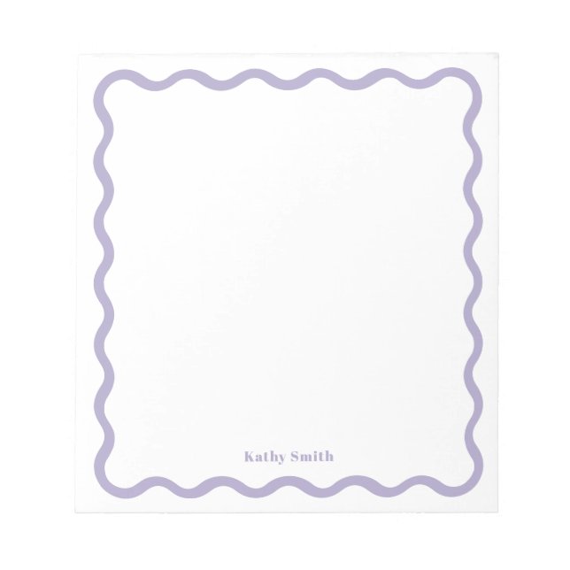 Retro Wavy Stylish Purple Personalized Stationery Notepad (Front)