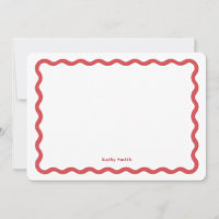 Retro Wavy Stylish Red Personalized Stationery