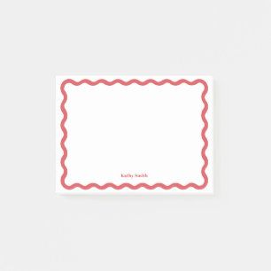 Retro Wavy Stylish Red Personalized Stationery Post-it Notes